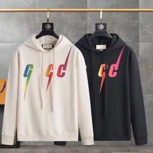 Tasarımcı Guchi Hoodie Sweatshirt Erkek Hoodies Erkek Hoodie Sıradan V Yaka Uzun Kollu Hoodie Moda Mektubu Yıldırım Baskı Kadınları Çift Aynı Giyim