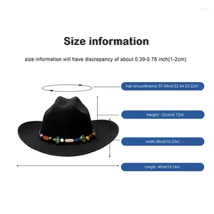 Berets Women Men Felt Wide Brim Western Cowboy Hats Belt Buckle Panama Hat Dress-Up Party Costume Accessories