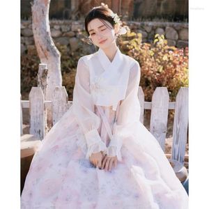 Ethnische Kleidung Traditionelle koreanische Frauen Geburtstagsfeier Pografie Kleidung Retro Mädchen Cosplay Kostüm Uniform Rosa Kostümanzug