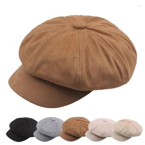 Berretti in pelle di daino velluto a tesa corta versione coreana cappello da donna da ragazzo tinta unita protezione solare berretto con visiera primavera autunno