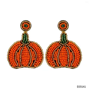 Dangle Earrings Rice Bead Originality Bohemia Hand Knitting Alloy Tide Simple Pumpkin Geometry Beaded