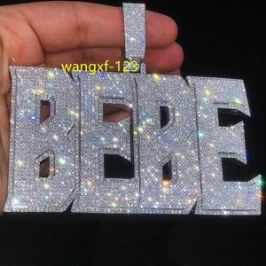 Hip hop jóias moissanite pingente personalizado 925 prata esterlina nome carta vvs gelado para fora grande pingente para homem colar