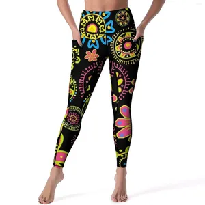 Aktif Pantolon Çiçek Ditsy Taytlar Soyut Çiçekler Yoga Çıkarma Yoga Yukarı estetik Spor Tayt cepleri Cepler Hızlı kuru tasarım legging