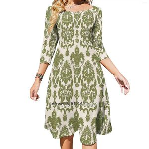 Casual Dresses The Sound Of Music Von Trapp Curtain Pattern Square Neck Dress Sweet Summer Women Elegant Halter Print