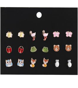 Kimter sevimli hayvanlar hipoalerjenik saplama küpeleri set moda baykuş ladybug piercing küpe kızlar için kadınlar aksesuarları hediye çocuklar h39941343