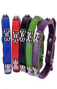 Pu Leather Dog Collar Bone Benformed Studded Collar för små hundar Valp Pet Supplies Red Black Purple Colors Storlek S M L18860441