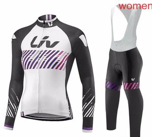 2019 Liv Pro Women Team Cycling Leng Sleeves JerseyBib Long Pantsセット