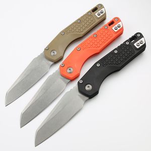 A2297 MSI Folding Knife D2 Stone Wash Tanto Point Blade CNC GFN Handle Outdoor Camping Hiking Ball Bearing Fast Open Folder Knives