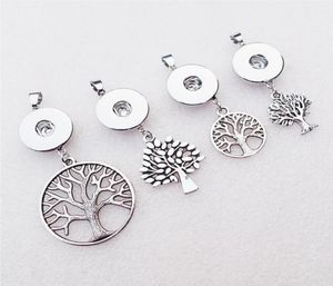 Metal 18mm Snap Buttons Life Tree Pendant Necklace Jewelry 4 Styles Mix With Link Chain9131554