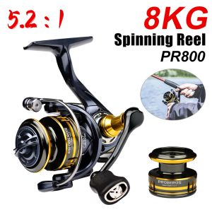 Częstokąt PR800 Super Light Fishing Reel 7+1BB Duża prędkość 5.2: 1 Współczynnik przekładni Max Drag 8 kg wirujący kołowrotek z aluminiową szpulą dla słodkiej wody