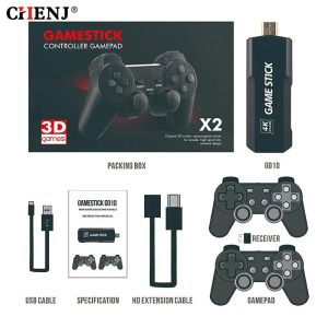 Konsoler X2 Plus GD10 Pro 4K Game Stick 3D HD Retro Videospel Konsol Wireless Controller TV 50 Emulator för PS1/N64/DC 128G 64G