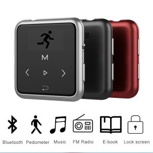Clipe mini esportes mp3 player bluetooth 16gb fm rádio registro ebook relógio correndo pedômetro leitor de música alta fidelidade com fones de ouvido