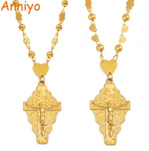 Anniyo 7 Model Cross Pendant Ball Beads Chain Halsband Män kvinnor Hawaii Micronesia Chuuk smycken korsar #192306p3882979