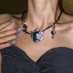 Набор серег-ожерелья, модные модные серебряные иглы, нерегулярные металлические ожерелья с синим цветком для женщин и девочек, подарочные ювелирные изделия, оптовая продажа