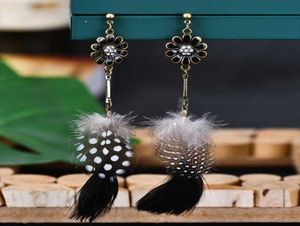 Dangle Chandelier Feather Long Tassel Drop Earrings Sunflower Fashion Boho Style Jewelry For Female Trendy Unique Accessories8471497