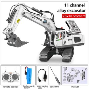 Diecast Model Cars 2.4GHz Remote Control Excavator Construction Toys 1/20 11CH RC Digger TractorL2403