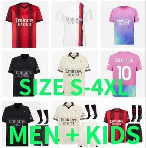 23 24 AC Pulisic Rafa Leao Milans Soccer Courseys 2023 2024 Tomori Giroud Koche reijnders Loftus-keek Bennacer Tonali theo Brahim Kids Kids Shirt Men Kids Kids