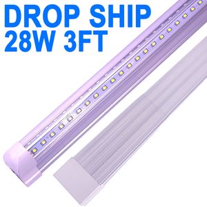 3ft LED mağaza ışık fikstürü, 28W T8 Entegre Tüp Işıkları, V Şeker 270 Derece Aydınlatma Deposu, Yükseltilmiş Işıklar Fiş ve Oynatma, 6500K Yüksek Çıkış Net Kapak Crestech