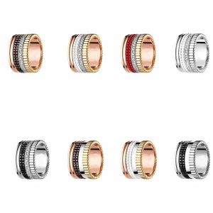 Francuska marka biżuterii szterling Sier Tetracykliczny sprzęt Wheelrotatered, biały i czarny pierścień parowy