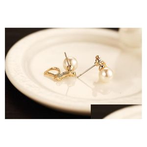 Ohrstecker Großhandel - Mode Luxus Designer Brief Diamant Strass Perle 18 Karat Gold Ohrringe für Frau Sier Pin Drop Lieferung Schmuck Dhqko