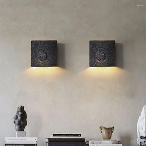 Lampa ścienna IWP Nordic Cement Wnętrze LED LED Kreatywna kwadratowa atmosfera Sconce Sypialnia Salom Agle Cafe Lekkie schody