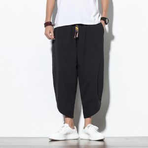 Pants Summer Plus Size Casual Pants Mens Fashion Wide Leg Lantern Trousers Summer Men Trousers Black