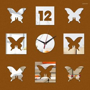Väggklockor Promotion titta på fjärilar kvarts akrylklocka modern design lyxspegel 3d direktförsäljning
