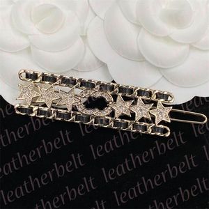 Luxury Metal Hairpin Brand Letter Hair Clips Shiny Rhinestone Star Barrettes Women Girl Fashion Patchwork Gold Barrettes