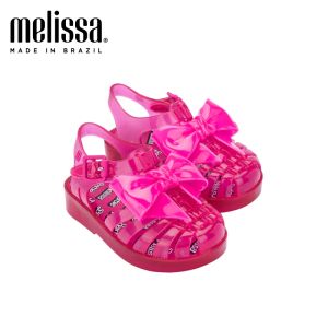 Sneakers 2021 New Mini Melissa Summer Sandals Girl and Boy Roman Bow Shoes Soft Sparke Fashon Jelly Shoes Melissa Beach Sandals Shoes