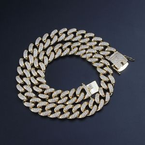 Iced Out Cuban Link Chain Hip Hop Jewelry Mens Luxury Designer Diamond Necklace Bling Statement Rapper Gold Silver Fashion Men Acc199f