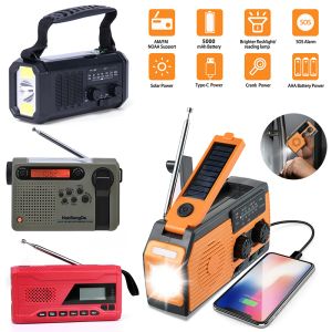 Radio Emergency Hand Crank Weather Radio Portable Hand FM AM WB NOAA Radio Hand Crank Solar 2000mah Radio LED LIAMLIGHT