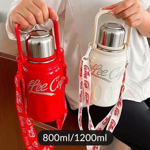 Water Bottles 800/1200ML Stainless Steel Insulated Bottle All-Season Universal Large Capacity Cola Cup Travel Portable Coffee Mug