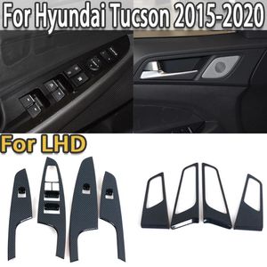 Interior Accessories Car Window Lift Switch Button Panel Trim For Hyundai Tucson 2024 Carbon Fiber Sticker