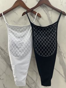 Rhinestones Lüks Mayo Tasarımcısı One Piece Mysuits Siyah Beyaz Moda Monokini Seksi Bikini Set Kadın Marka Plaj Giyim Geri Giyim Sırtsız Malzemeler Bodysuits XL