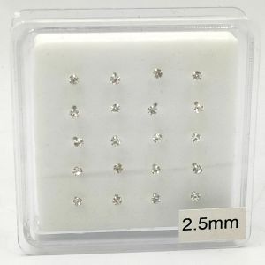 Jewelry 24G 100% 925 Sterling silver 2.5 mm crystal nose Pin Stud Unisex indian nose piercing jewelry 20pcs/pack