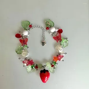 Braccialetti con ciondoli Bracciale con perle di fragole Regalo Y2k fatto a mano