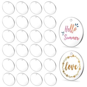 50st Clear Keychains for Vinyl Acrylic Transparenta Circle Discs Akryl Blanks Keychain Bulk för DIY Keychain Crafting211V