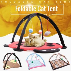 Domy Pet Cat Toy Bed Kitten Namiot z 4 zabawną zabawką Pedant Lekki kot hamak Bezpieczny wielofunkcyjny dla akcesoriów dla psów domowych