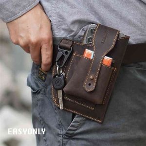 Men's waist bag double mobile phone bag hanging multi function tool sports outdoor construction site belt man leather waist b275f