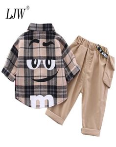 Baby Boy039S Gentleman Suit Fashion Autumn Casual Cailing Zestaw Plaid Shirt Spodnie 2PCS dla chłopców Suits5231506