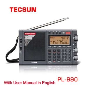 Radio Tecsun PL990 Przenośny odbiornik radiowy Allband Single Bookband Digital Tuning FM Radio z angielskim instrukcją obsługi 16 GB karta TF