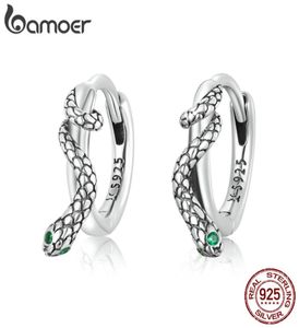 Hoop Huggie 925 Sterling Silver Snake Ear Spuckles Inlaid med Green Zirconium Women Earrings Fine Jewelry Statement Gift 2210084977039