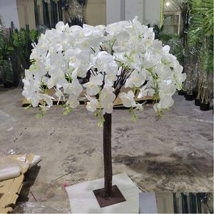 Dekorativa blommor kransar 130 cm hög konstgjord phalaenopsis trädsimation växt potten vit fjäril orc bord prydnad för weddi dhpnl