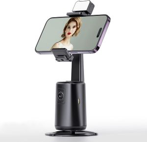 Tripé de rastreamento facial automático para telefone, sem necessidade de aplicativo, suporte de rotação de 360 ° para gravação de vídeo para criador de conteúdo influenciador