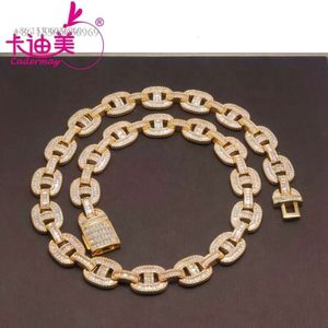 Sier 15Mm Necklace Hiphop Gold Plated White Moissanite Iced Out Cuban Link Chain Men Gifts