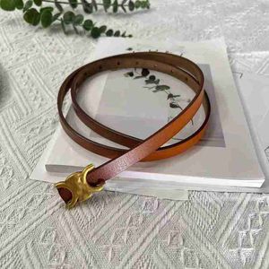 Designer Dress belt for women designer narrow quiet luxury belts orange black simple graceful waistband for dresses thin small metal buckle smooth leather designer