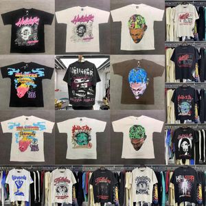 Homens camisetas Camisa Top Quality 100% Algodão Hellstar T-shirt Homens Gráfico Tees Streetwear Hip Hop Moda Camisa Mulheres Oversize Branco Preto Solto Tee Curto