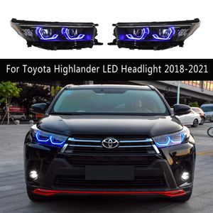 トヨタハイランダーLEDヘッドライトアセンブリ18-21ストリーマターンシグナルインジケーターカーアクセサリーのフロントランプ昼間ランニングライト