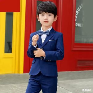 Flower Boys Wedding Party Performance Costume Graduation Dress Kids White Baptism Formell Dress Suit Blazer Pants 2st Outfit 240223