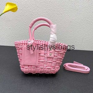 Totes Superior quality Stripe Bucket Tote bags Weave vacation beach straw bag shoulder Hollow Out Crochet Holiday handbags letter baH24227